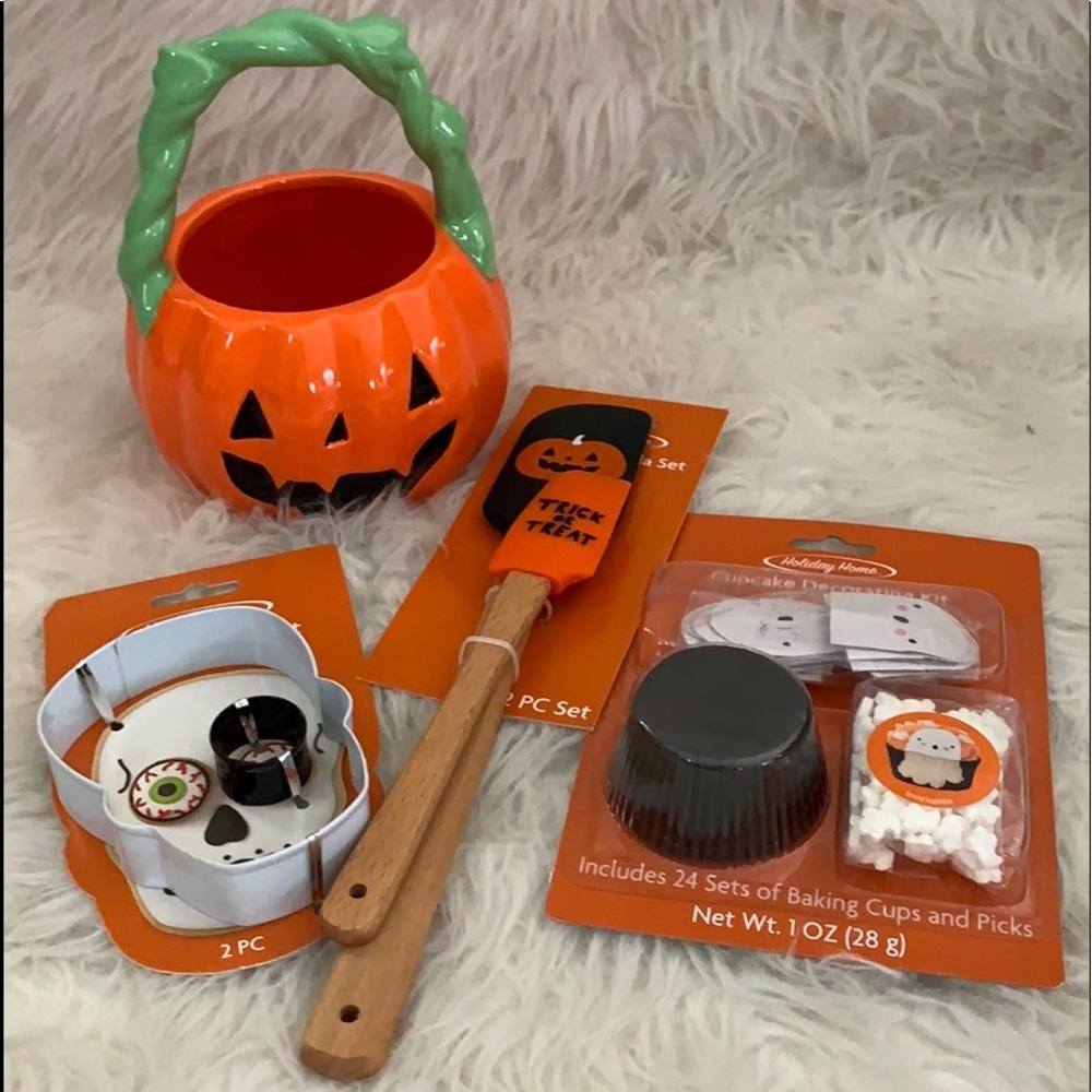 Ceramic Pumpkin Basket & Halloween Baking supplies